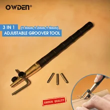 Owden 3 em 1 ofício de couro ajustável groover ferramenta (1.0-1.2-1.5mm) definir diy costura vinco edger ferramenta de couro