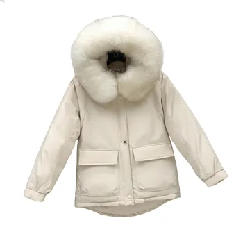 

2019 New style winter women jacket casual hoohed big fur collar thick warm snow wear jackets Korean winter thinck coats