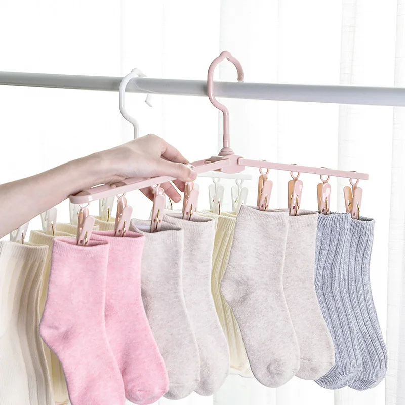 Clothes Hanger Household Multi Clip Clothes Rack Folding Multi ...