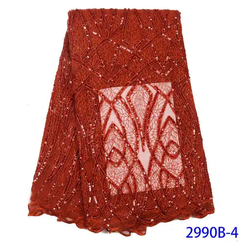 Горячее предложение! Распродажа! Жженая оранжевая африканская ткань нигерийское сексуальное платье кружева Aso Ebi стили блесток ткань кружева материал для африканских женщин GD2990B-4 - Color: picture-4