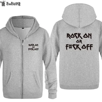 

Zipper Hoodies Men Rude Mens Hoodie Rock On Or F Off Hip Hop Fleece Long Sleeve Rock Man's Jacket Sweatshirt Fashion Skate Coat
