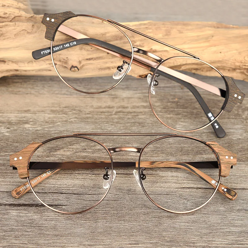 Деревянные оптические очки оправа мужские ультралегкие круглые от близорукости, по рецепту очки мужские металлические полностью Безвинтовые очки с прозрачными линзами