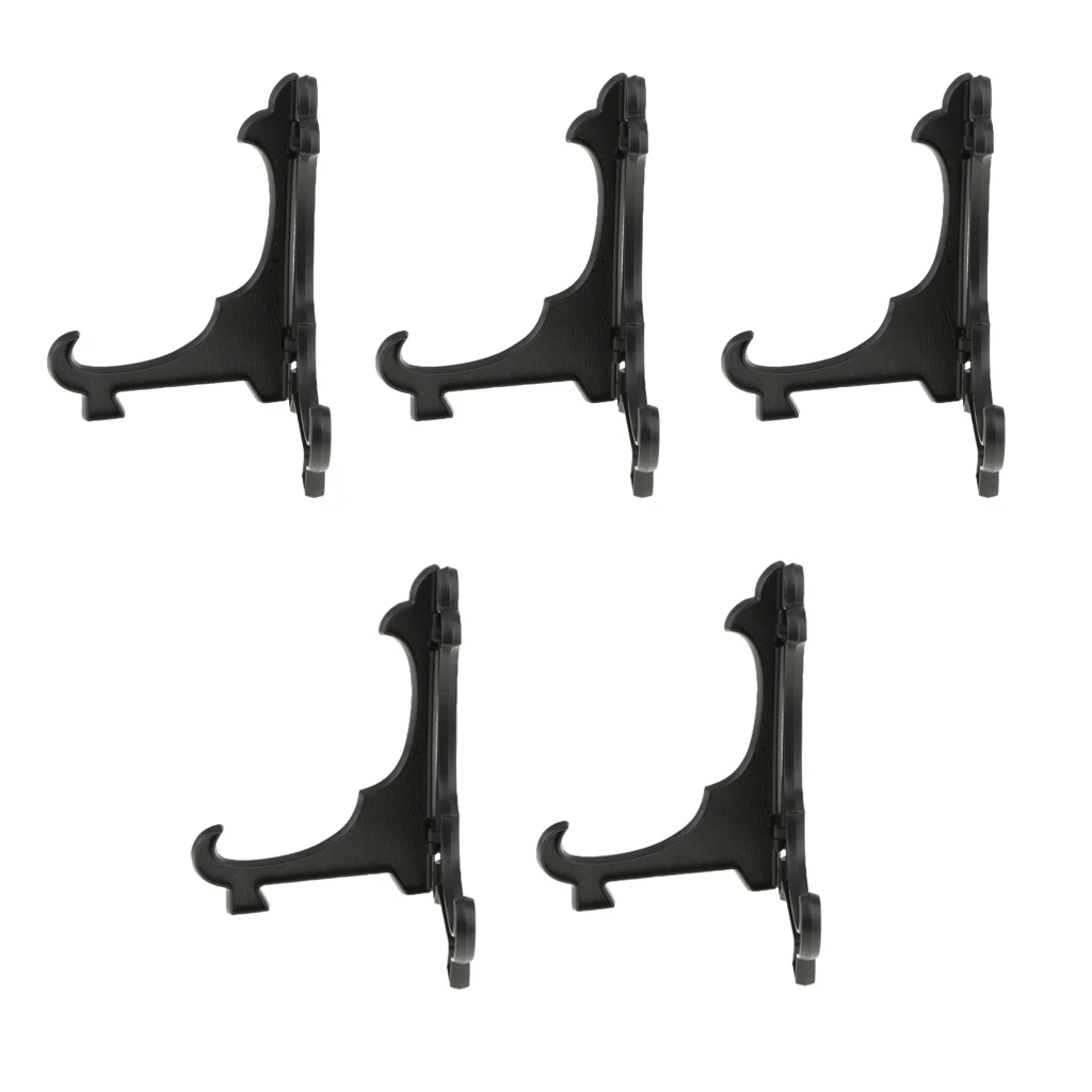 5pcs Foldable Plastic Plate Stands Bowl Plate Display Stands Picture Frame Stand Easel Pedestal Rack for Home Office Cafe Decor