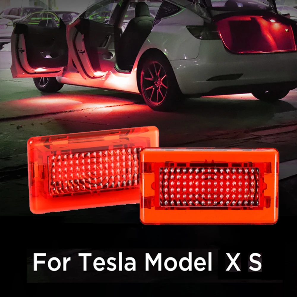 

Car Door LED Light For TESLA MODEL X S Trunk Boot Foot Well Glove Box Light Welcome light warning lamp Car Accessories