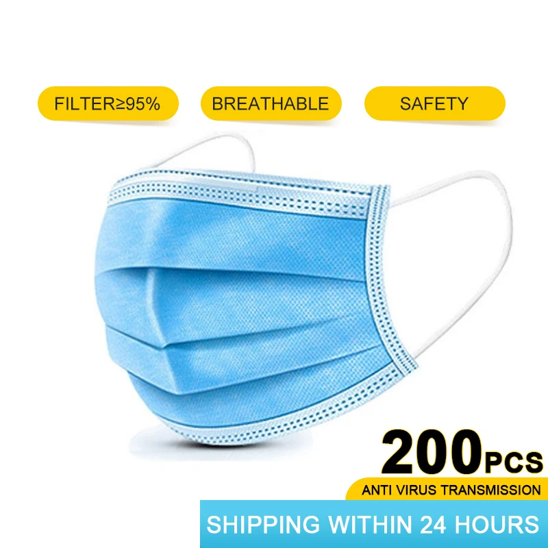 

Anti-Pollution 3 Laye Mask dust protection Masks Disposable Face Masks Elastic Ear Loop Disposable Dust Filter Safety Mask
