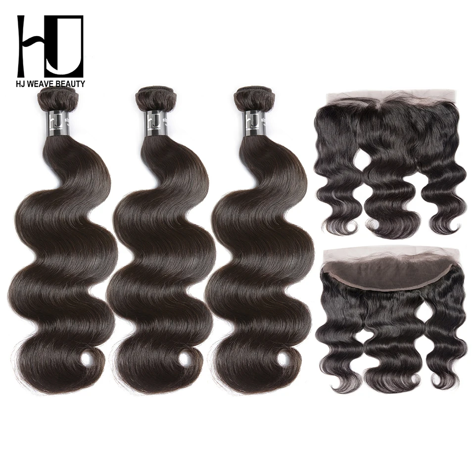 

[HJ Weave Beauty] OneCut Hair Bundles With 13x4 Frontal P Brazilian Hair Weave Bundles Body Wave Virgin Human Hair Extension