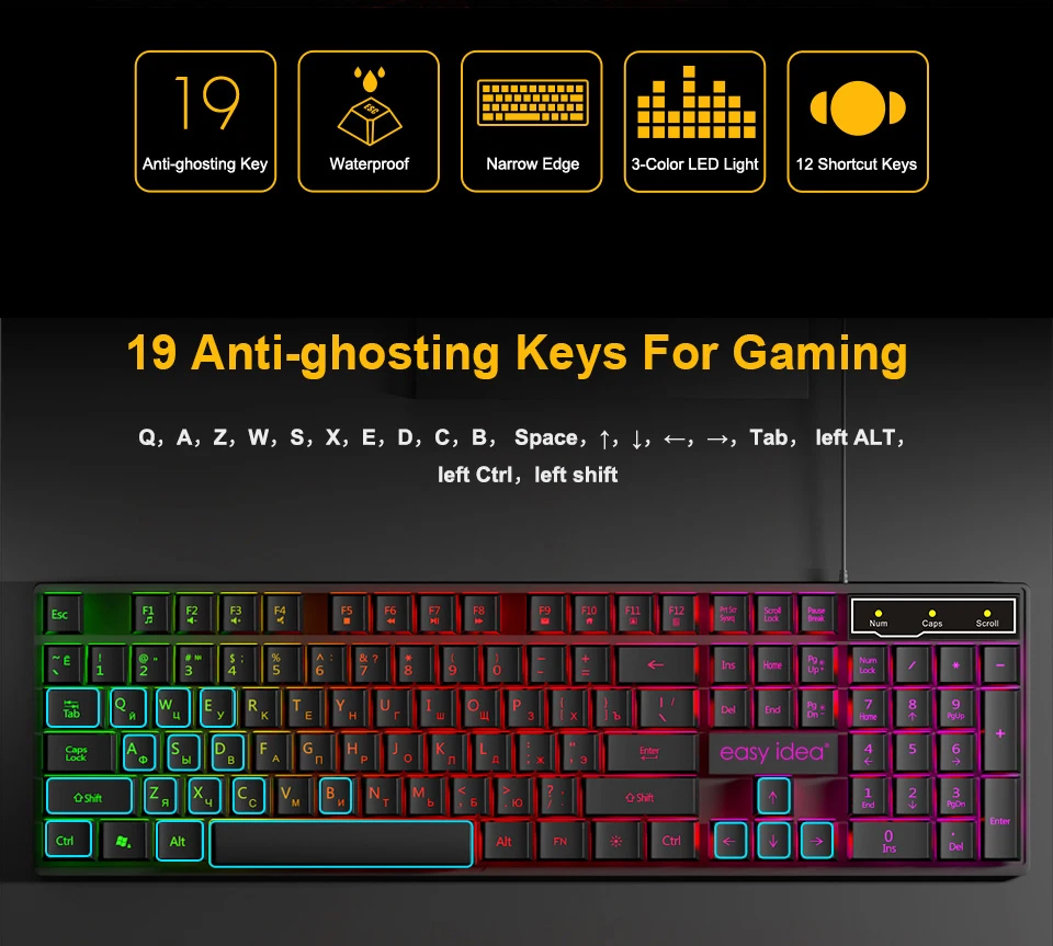 Игровая клавиатура геймера механические имитация клавиатура игровая клавиатура RGB с Подсветка эргономичный доска для ключей 104 колпачки