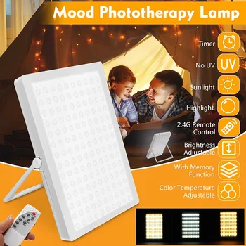 

Remote Control SAD Therapy Lamp 3 Modes Seasonal Affective Disorder Phototherapy 6500K Simulating Natural Daylight USB