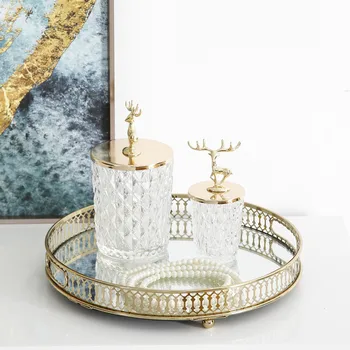 

Living Coffee Table Tray garden wedding Decoration European American Model Room Jewelry Storage Mirror Soft home decor wooden