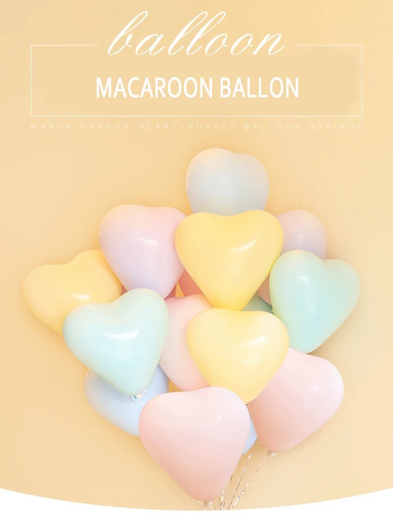 20шт 10 дюймов Macaroon баллон мулити-цвета сердце шары из латекса для свадьбы День рождения фон стены арки изделия для декорации