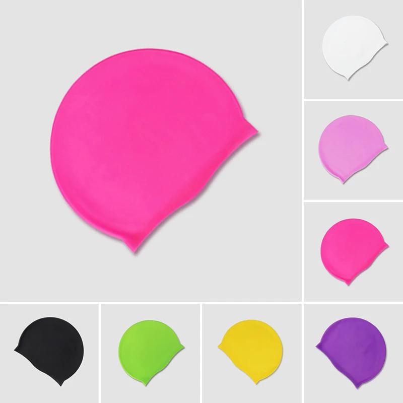 1pcs Adult Swim Cap Silicone Swimming Pool Hat Plain Flat Matte Waterproof Ear Protection FOU99