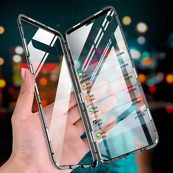 

tempered glass Double side Magnetic Adsorption Metal case For Samsung M30S A70 A50 S A30 A20 A20s A10s Note 10 Pro s10 plus s10e