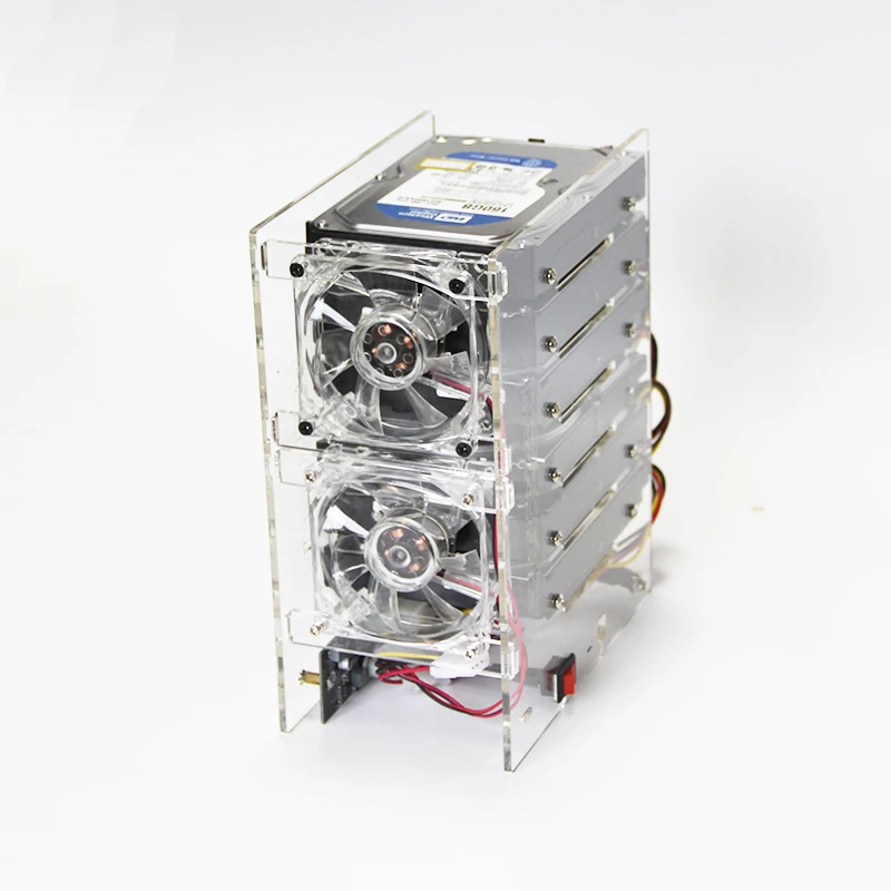 Suporte de Expansão de Disco Rígido Faça Você Mesmo Hdd 3.5 Nas 10 Discos Cremalheiras Externas Suporte Fonte Alimentação Mineração Transparente Acrílico Rack