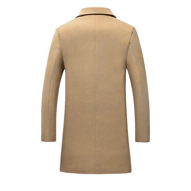 Litthing шерстяное длинное пальто для мужчин, осенне-зимняя брендовая куртка, Мужское пальто, повседневное однотонное тонкое пальто с воротником, длинный Тренч, уличная одежда