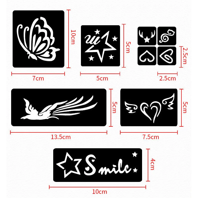 108pcs Airbrush Glitter Tattoo Stencil Album Woman Kid Drawing Template,Small Cute Flower Butterfly Cartoon Henna Tattoo Stencil