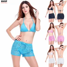 HKCP Взрывные модели женские удобные дышащие однотонные кружевные женские шорты тренд прозрачные сексуальные полые пляжные горячие брюки