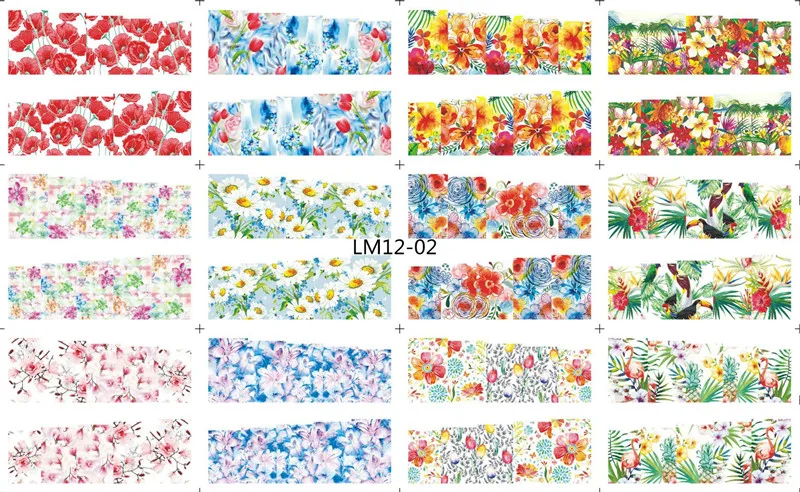 12 Designs Watermark Nail Art Decoration Water Decals Flower Flamingo Bird Rose Sticker Manicure Sliders Adhesive Tip BN913-924