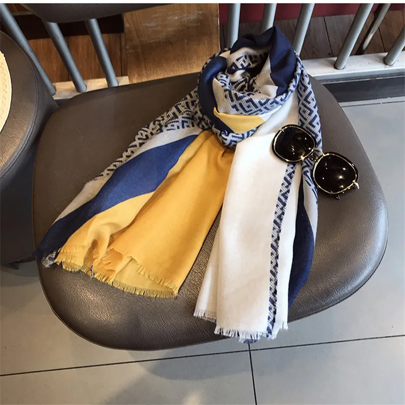 Роскошный брендовый женский вискозный шарф с принтом шаль и шарф осенние Дизайнерские шарфы размера плюс женский мусульманский палантин бандана
