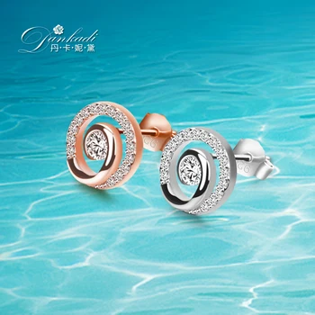 

New Fashion 925 Jewelry,Sterling Silver Earrings For Women;Round Zircon Rose Gold Tai chi Stud Earrings Jewelry Mens Women Gifts