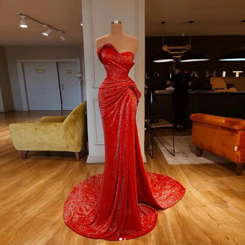 

Abendkleider Robe de Soiree Prom owns Sequins Vestidos de gala Sexy Long Evening Gowns Bling Pleats Customized Party Dress