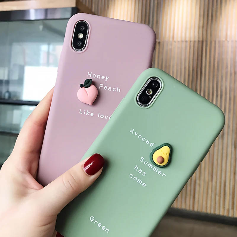 Lovebay милый 3D узор чехол для телефона для iPhone 11 Pro XS Max XR X 8 7 6 6S Plus 11 милый фруктовый авокадо Мягкий ТПУ, конфетный задний Чехол