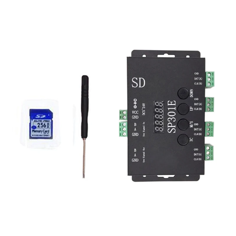 SP301E программируемый SD карты светодиодный контроллер Syn сигнала и для WS2811 WS2812B SK6812
