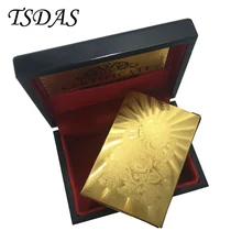 Горячая 24 K позолоченные игральные карты с Индийский Бог дизайн, Золотая фольга покер карты с деревянной коробкой подарки на удачу