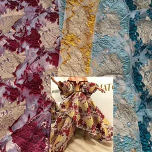 5 ярдов Горячая Распродажа, окрашенная в пряже полиэфирная жаккардовая ткань, парчовая кружевная ткань для африканских женщин, вечерние жаккардовые кружевные ткани с вышивкой