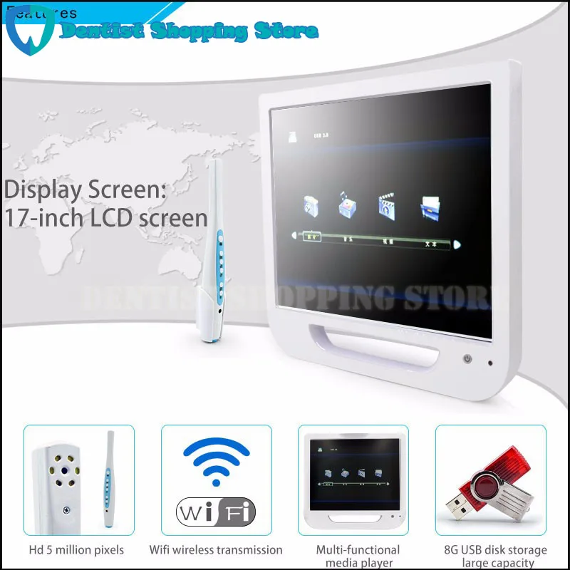  New Arrival 17 Inch Monitor USB / Wifi Intraoral Endoscope Endoscope Camera 6 Led Camera Dental Cam