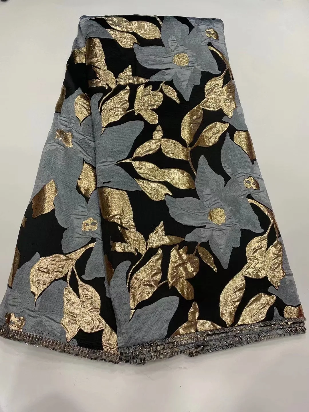 

2021 новейшая Золотая африканская жаккардовая кружевная ткань, французское кружево с вышивкой, нигерийская парчовая кружевная ткань для свадебного платья LJK21134A