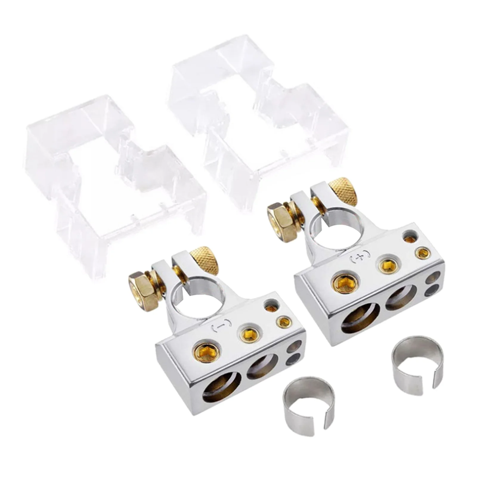 2pcs High Quality Zinc Alloy Car Battery Terminal Clamp with 2 Clear Covers