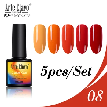 

Arte Clavo 5pcs/set Gel Nail Polish Long Lasting Soak Off LED Gel Nail Art UV Gel Varnish Nail Polish Red Pink 130 Color Lacquer