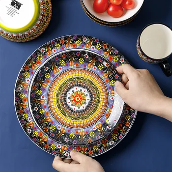 

Tableware Ceramic Dinner Plate Set Dish 8/10 Inch Porcelain Cute Dessert Plate Dinnerware Hand painted Western Steak Plate