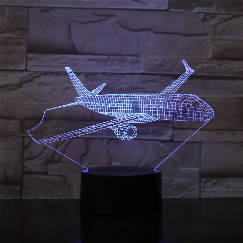 Модель самолета USB светодиодный 3d-ночник Иллюзия Lampara аэроплан детский подарок пассажирский самолет настольная лампа прикроватная 3D-2009 подарок