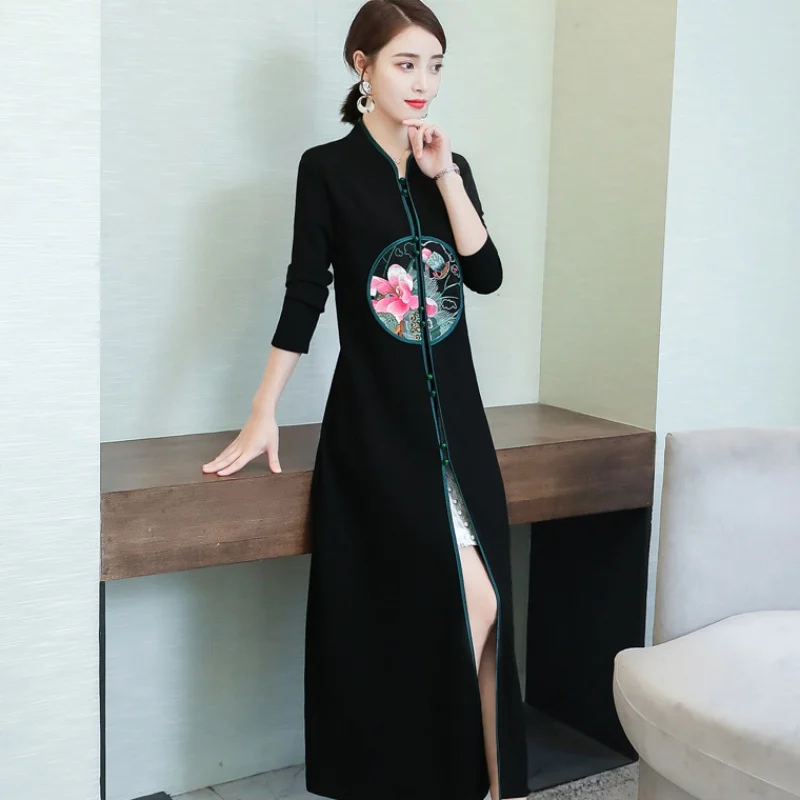 Китайский винтажный костюм Тан Топы вышитые цветы Традиционный Чонсам Женская кофточка Ципао Азиатский костюм