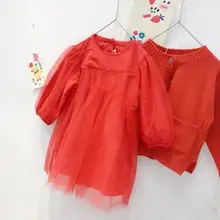 Новое Стильное платье принцессы для девочек, модные хлопковые весенние платья для девочек 2-8 лет, HJ430