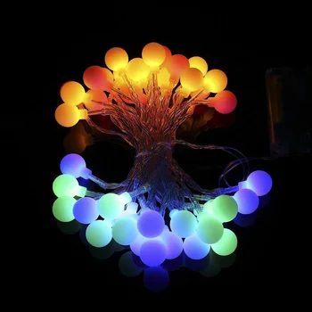 

5/10m Led String Light with White Ball Battery Remote Control Holiday Decor Festival Christmas Wedding Lights Outdoor Lighting
