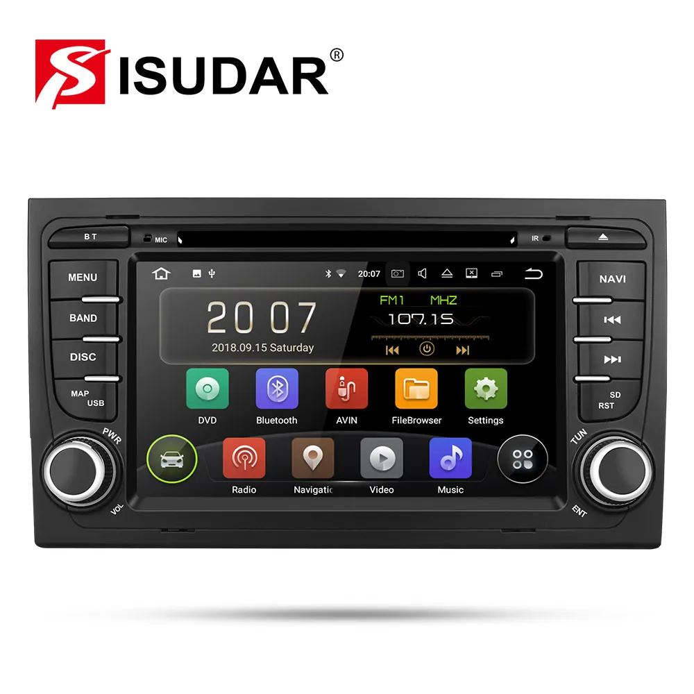 Best Isudar 2 Din Auto Radio Android 9 For Audi/A4/S4 2002-2008 Quad Cores RAM 2GB Car Multimedia Video DVD Player GPS USB DVR FM/AM 0