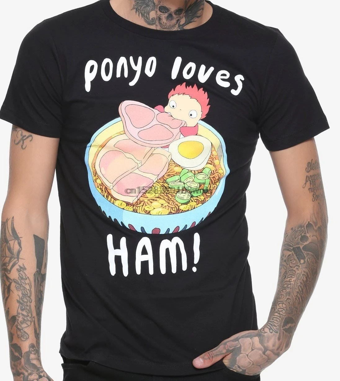 Футболка с надписью Studio Ghibli Ponyo Loves Ham