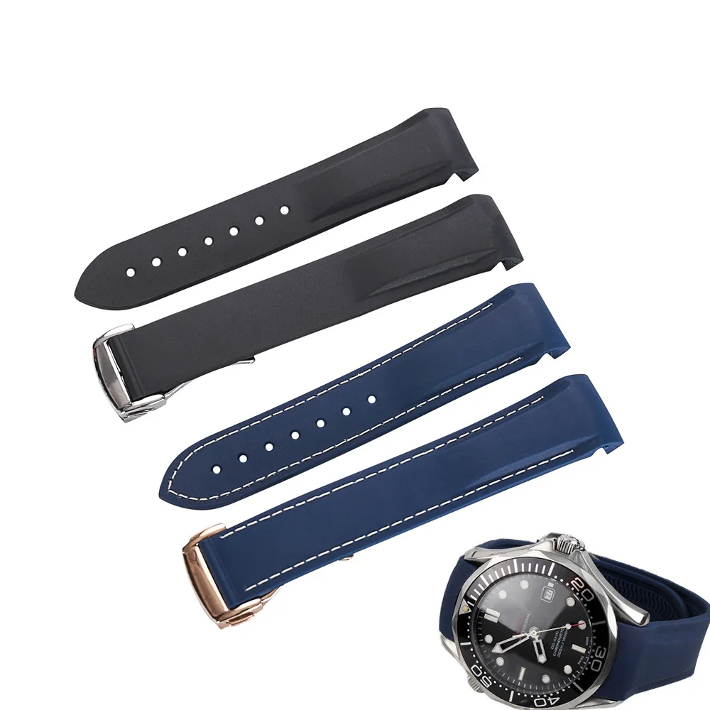 Silicone Watch Bands For Omega Seamaster Ocean Watch Band Strap High Quality Watch Bracelet Rubber Sports for Longines 20mm 22mm