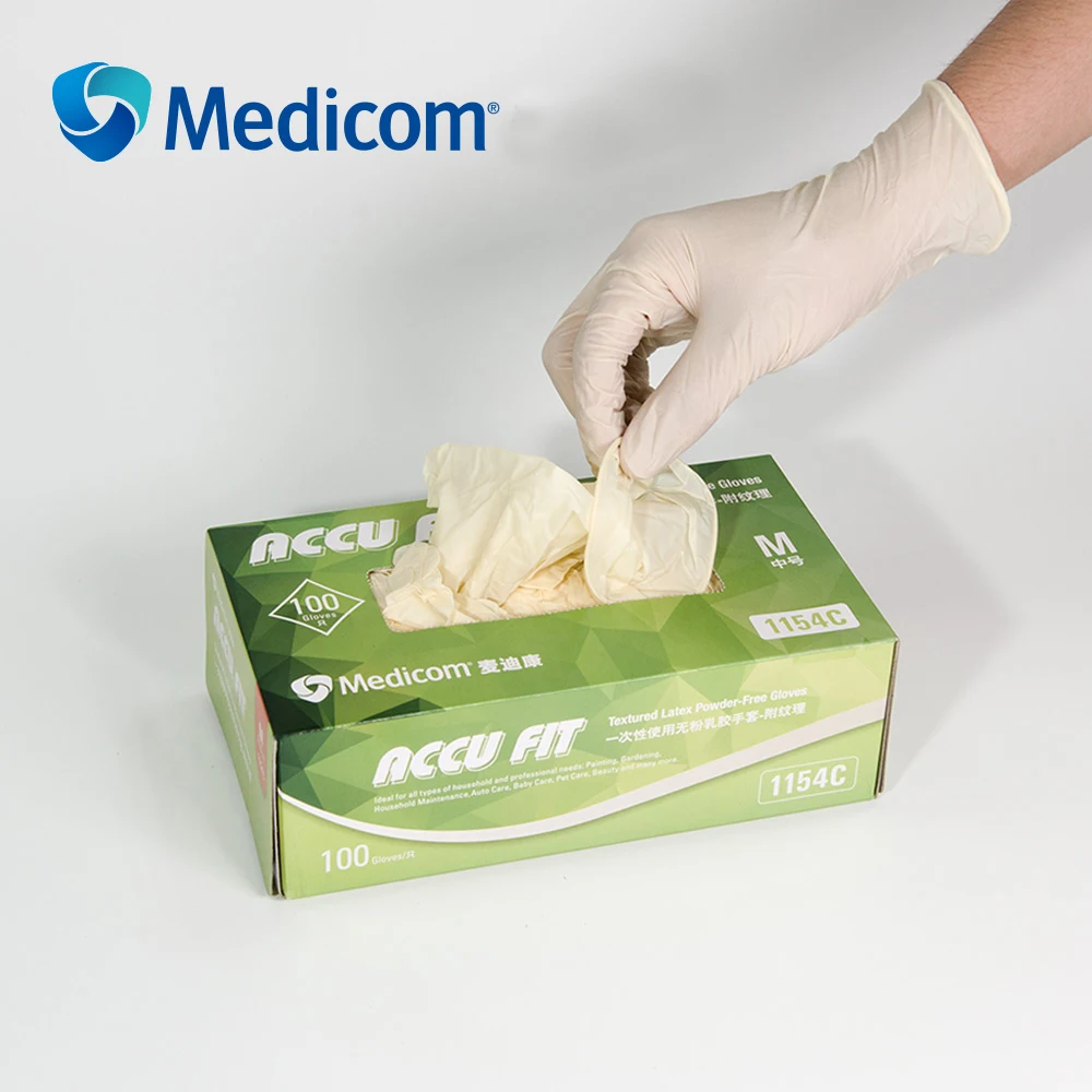 Medicom 1154D 100Pcs Disposable Nitrile Rubber Glove Thick Powder Free Strong Stretchy Work Gloves Food Medical Laboratory Use