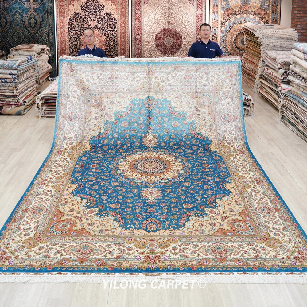 Yilong 9 'x 12' classico Design turco tappeto orientale blu tappeto persiano  di seta fatto a mano (ZQG415A)|persian carpet|persian carpet designsilk  persian carpet - AliExpress