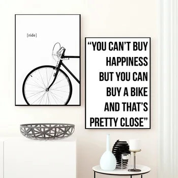 

Black White Bike Canvas Painting Simple Quote Wall Art Poster Print Nordic Picture HDimage for Room Decoration