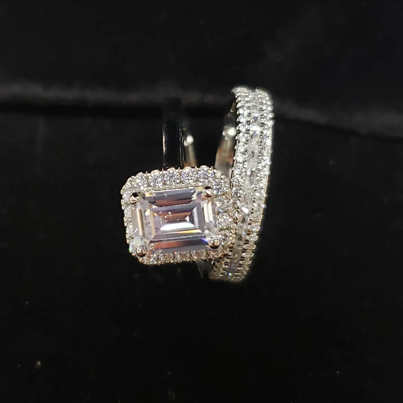 OEVAS 100% 925 Sterling Silver Bridal Rings Set Sparkling Full High Carbon Diamond Wedding Engagement Party Fine Jewelry Gifts