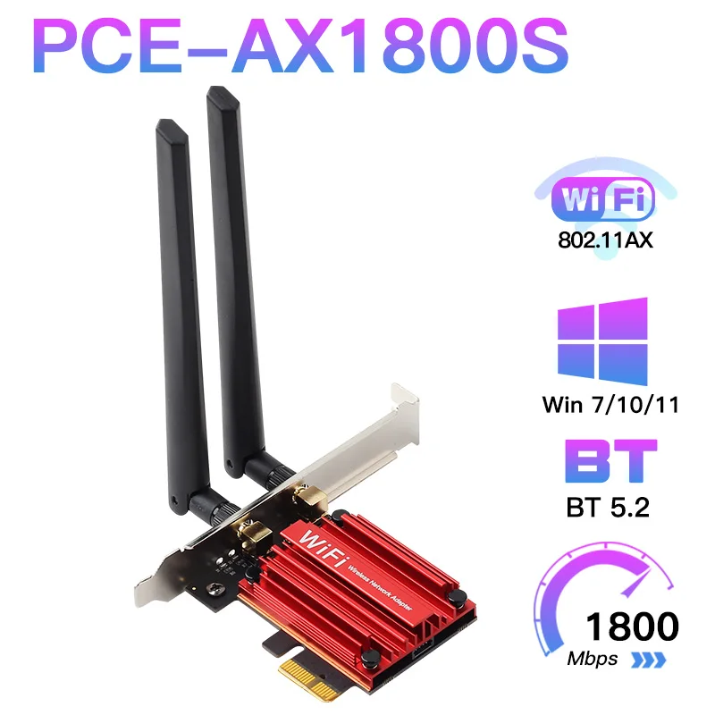 WIFI 6 1800Mbps Dual Band 2.4G/5GHz 802.11AX For Bluetooth 5.2 PCIe Wireless Network Adapter Wifi Card MU-MIMO Windows 10/11 | Компьютеры