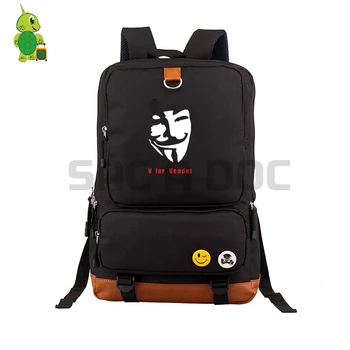 

V for Vendetta We Are Anonymous Backpacks School Bag for Teenagers Canvas Backpack Women Men Large Capacity Travel Rucksack