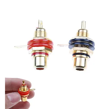 Online 1 Pair New RCA Female Socket Connector Chassis Panel Mount Adapter Audio Terminal Plug