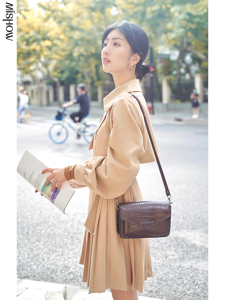 MISHOW 2020 Autumn Trench Coat For Women Long Sleeve Wind Breaker Streetwear Fashion Outerwear Elegant Coat MX20C7366