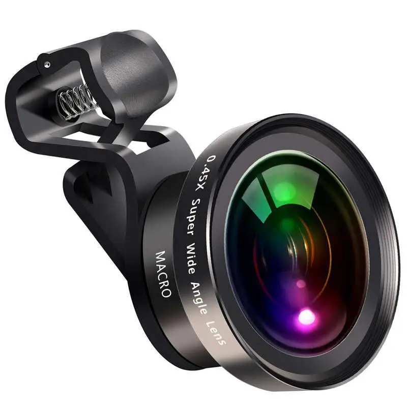 

Large Aperture HD Phone Lens 52Uv 0.45X Wide Angle & 15X Macro Lens 2 in 1 Clip-On Cell Phone Camera Lens for iPhone Samsung r20