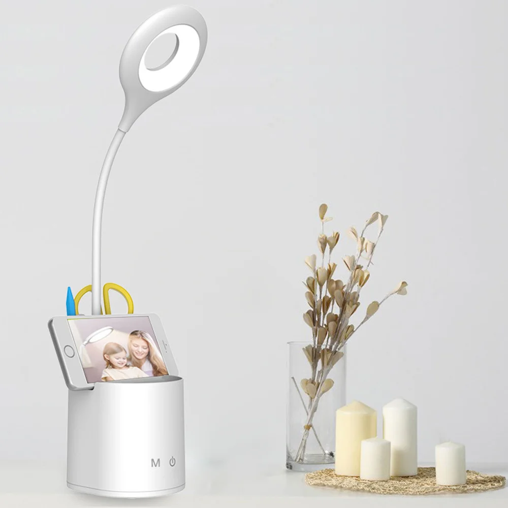 

Rechargeable Led Table Lamp Touch Dimmable Desk Lamp For Kids Children Study Eye Protection Reading Light With Pen Holder